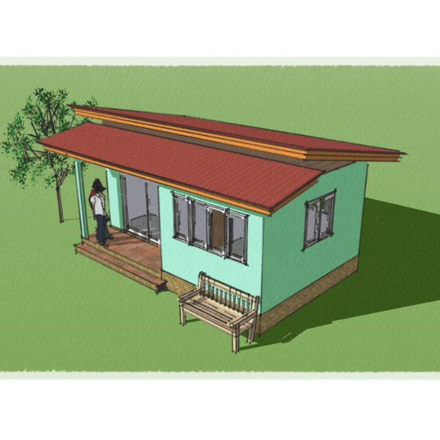 แบบบ้านสำเร็จรูป,แบบบ้านสวน(26ตรม.)1 ห้องนอน (โครงสร้าง ไม้,เหล็กและคอนกรีต)