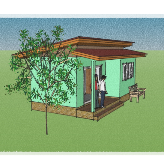 แบบบ้านสำเร็จรูป,แบบบ้านสวน(26ตรม.)1 ห้องนอน (โครงสร้าง ไม้,เหล็กและคอนกรีต)