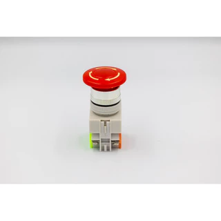 สวิตซ์ฉุกเฉิน สีแดงขนาด 22mm พร้อมป้าย emergency สวิทช์ปุ่มกด DPST เห็ดปุ่มหยุดฉุกเฉิน 10A NO + NC LAY37