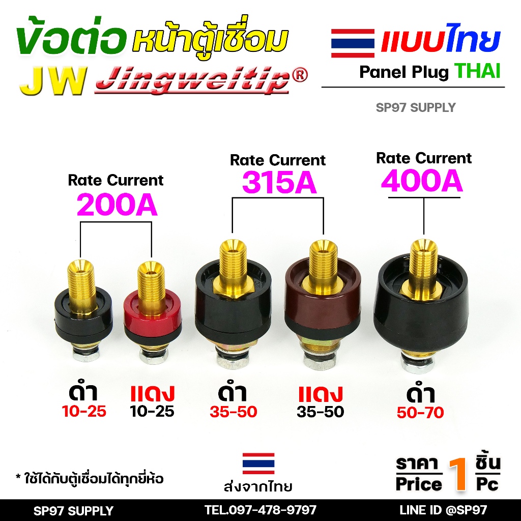 JW ข้อต่อ ตู้เชื่อม ไทย (หน้าตู้) แยกขาย ราคา ต่อ 1 ชิ้น Thai welding cable connector อะไหล่ตู้เชื่อม (คุณภาพไรลอน)