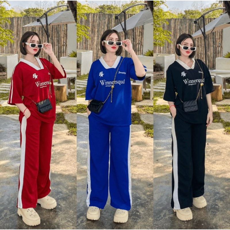 ชุดเซ็ตWinner เสื้อoversize+ขายาวแต่งแถบ งานสวย งานฮิต