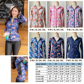 New ⛱ เสื้อว่ายน้ำซิปหน้าแขนยาวกันยูวี รุ่น Slimmer