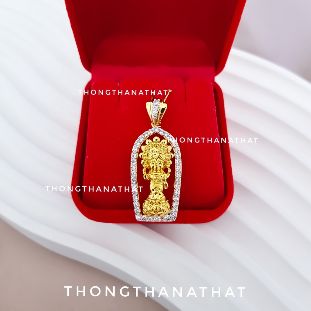 จี้พระแม่ลักษมี องค์ยืนประดับพลอย ชุบทอง 24K เสริมความมั่งคั่งร่ำรวย โชคลาภ พระแม่ลักษมี แม่ลักษมี จี้พระแม่ลักษมี