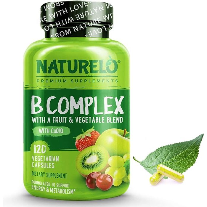 NATURELO Vitamin B Complex with Methyl B12, Methyl Folate, Vitamin B6, Biotin Plus Choline Vegan - 120 Cap (No.2498)