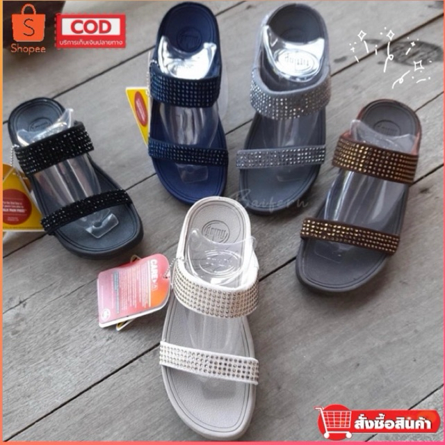 รองเท้าสตรีแบบสวม สายคู่เพ็ชรทราย พื้นนิ่มสวมใส่สบายเท้า