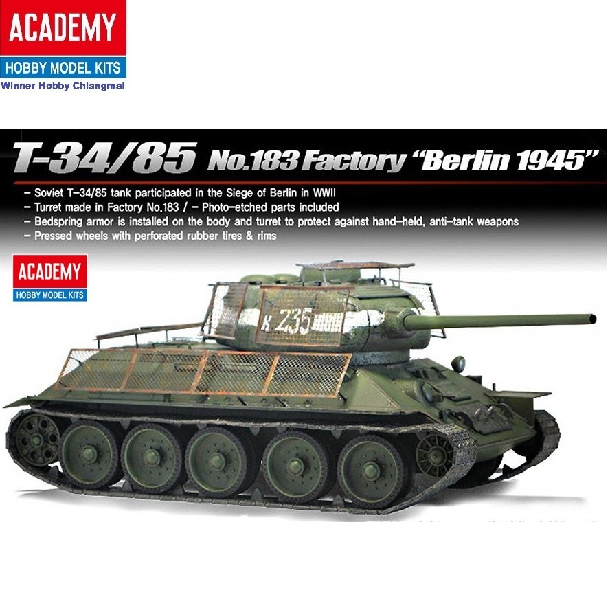 โมเดลรถถัง Academy 13295 T-34/85 No.183 Factory Berlin 1945 scale 1/35