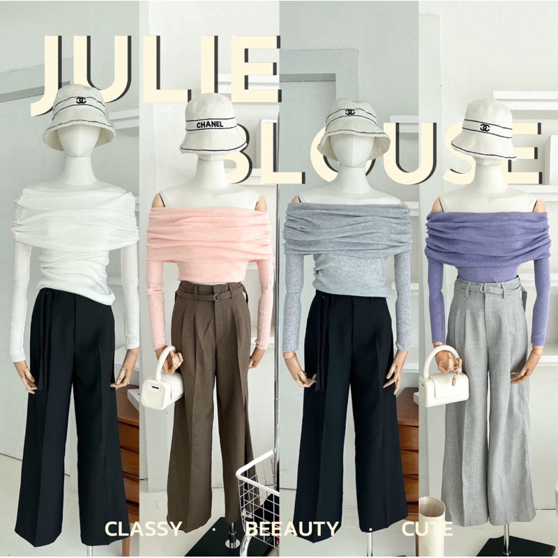 July blouse เสื้อปาดไหล เนื้อผ้านุ่นนิ่ม มี9สี By moonlight