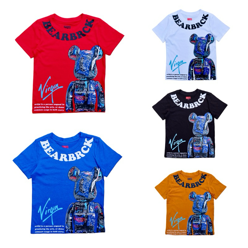 มีเก็บปลายทาง‼️เสื้อยืดเด็ก งานสกรีน หมี Bearbrick หล่อๆเท่ห์ๆ