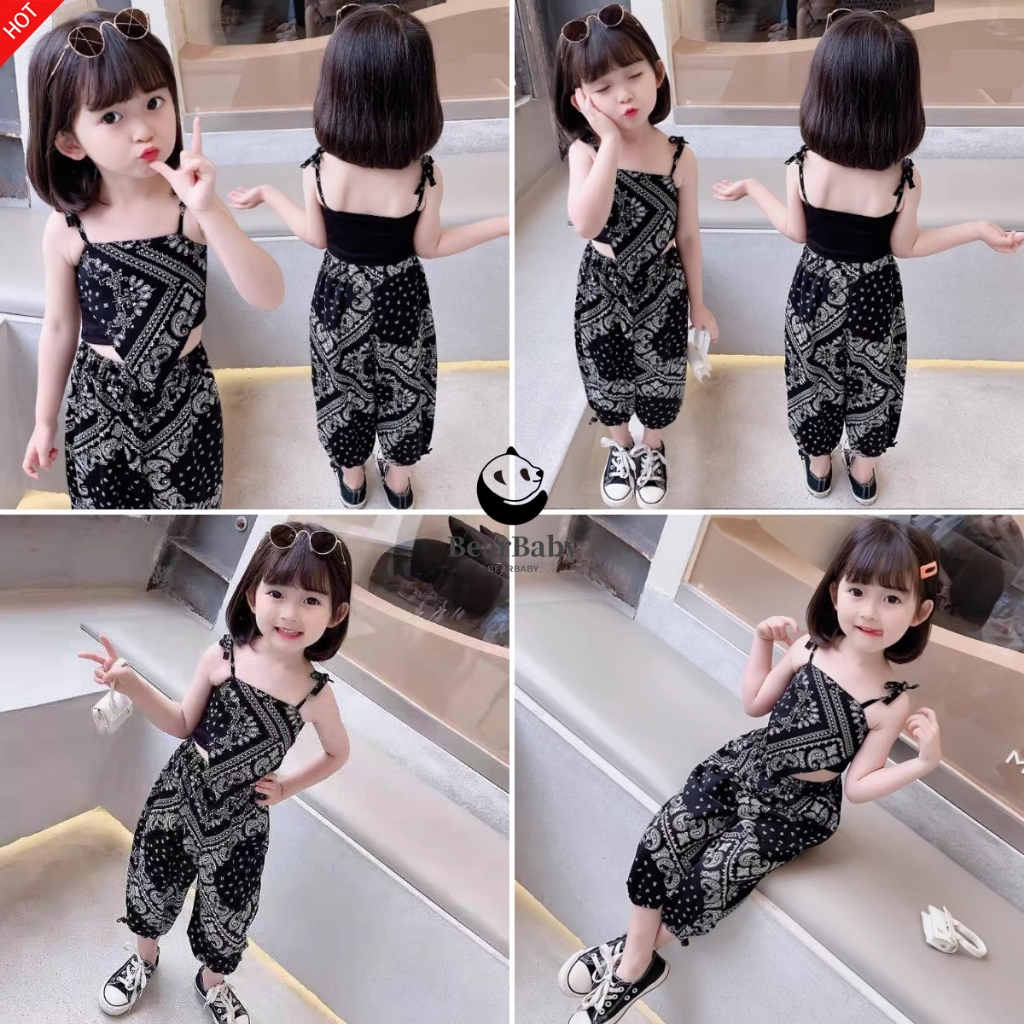 ชุดเชทสายเดี่ยวเด็กผู้หญิง มาใหม่ งานเช็กซี่ ไซส์90-130 พร้อมส่ง ขายเป็นชุด