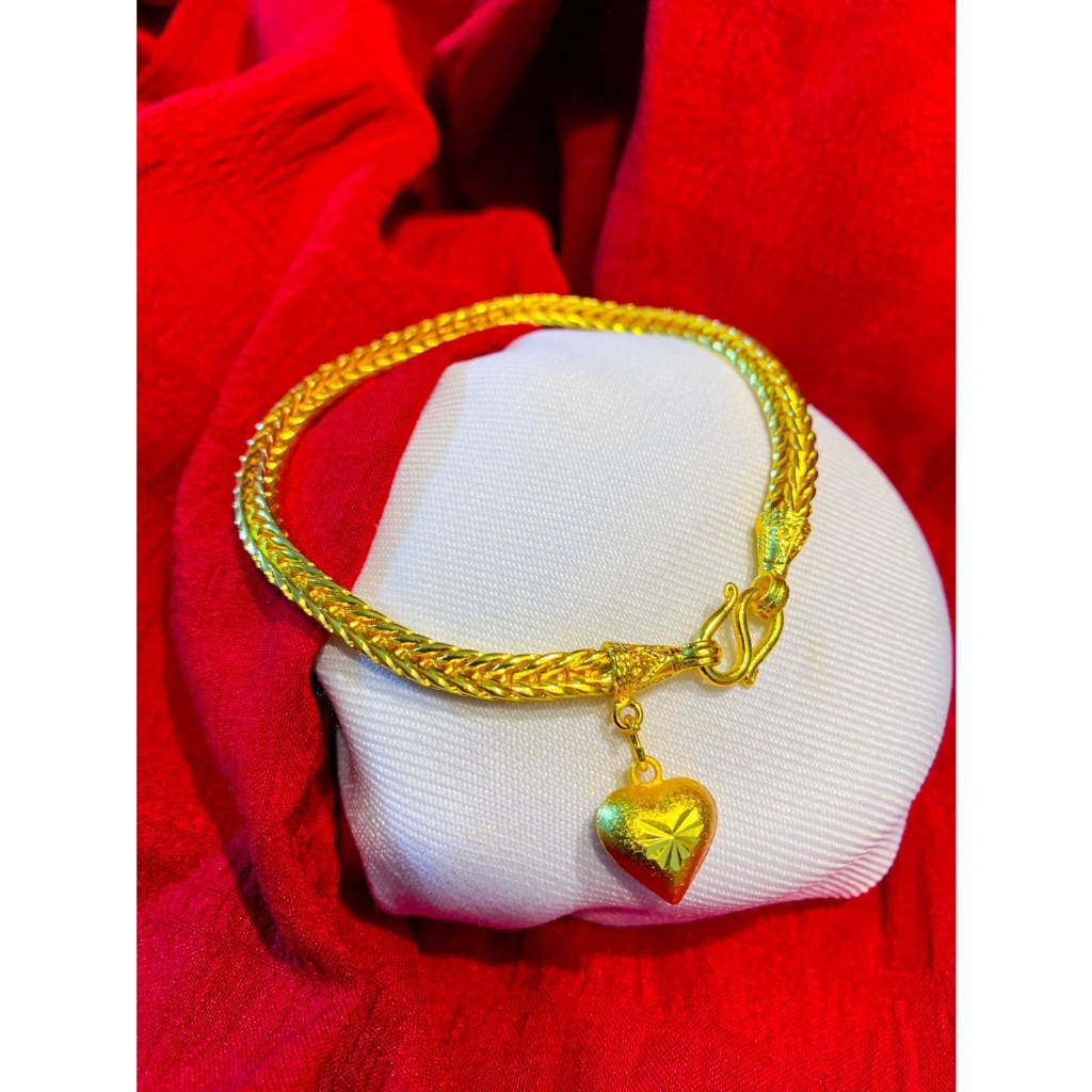 สร้อยข้อมือสี่เสา 1 บาท พร้อมจี้ มีความยาว 6.5,7,7.5,8 นิ้ว [ M1-1B-J+Fตะขอ ]