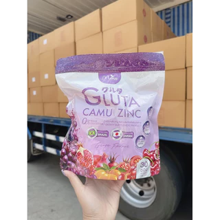มณีกลูต้าคามูซิงค์1ห่อ มี30ซอง บำรุงผิวเล็บผม (ม่วง)