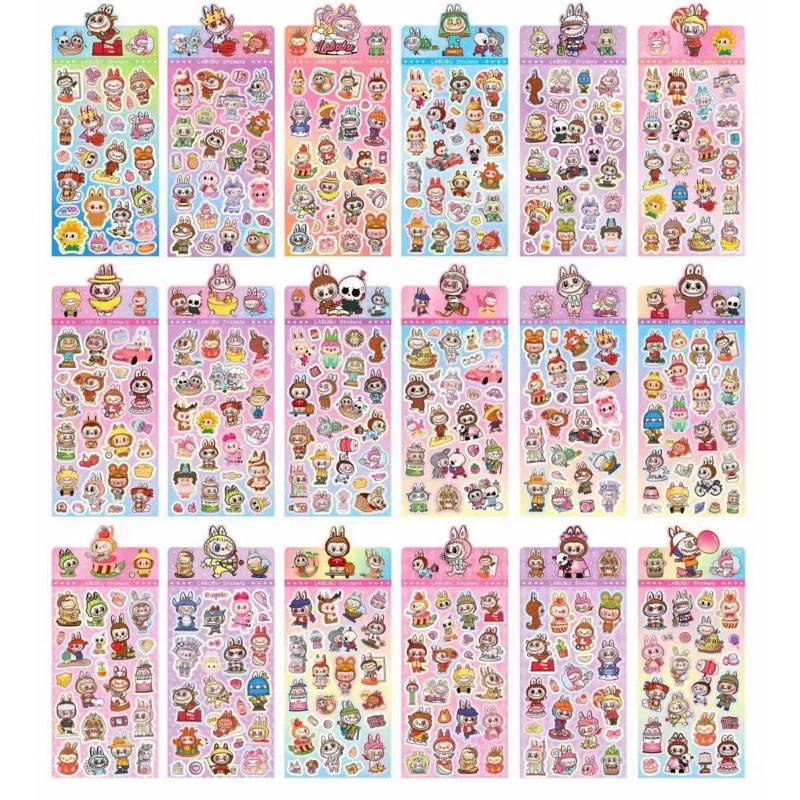 พร้อมส่ง!! สติ๊กเกอร์ลายลาบูบู้ Labubu ราคาส่ง 10แผ่น 60 บาท.