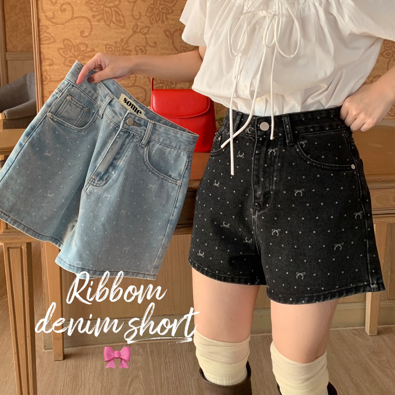 SOMEDRESS | RIbbon Denim Short | ยีนส์ขาสั้นลายโบว์