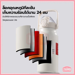 กระบอกน้ํา ขวดใส่น้ํา1300ML กระติกน้ําเก็บความเย็น สแตนเลส316 ดับเบิ้ลล็อคป้องกันการรั่วซึม เก็บอุณหภูมิ ได้ยาวนาน