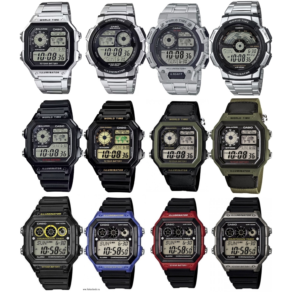 แท้ cmg แท้ศูนย์ 100% Casio Standard World time AE-1300 AE-1200 AE1200WH AE1000WHD AE1400WHD  ประกันศูนย์ 1 ปี