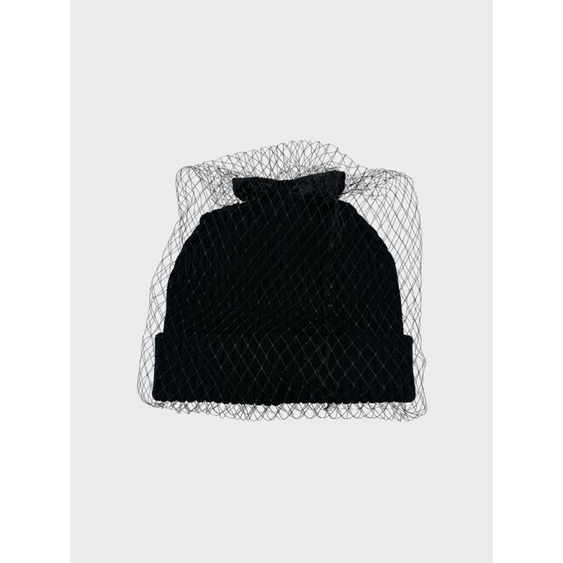 หมวกไหมพรมแต่งผ้าตาข่าย แบรนด์ญี่ปุ่นมือหนึ่งตัดป้าย