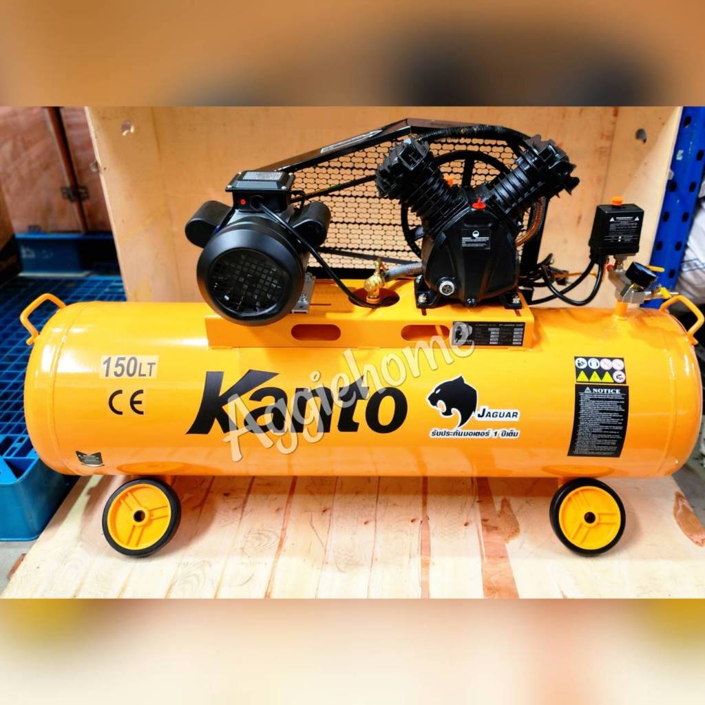 KANTO ปั๊มลมสายพาน รุ่น KT-JAGUAR-150BT ขนาด 150ลิตร 3HP (สีส้ม)  8บาร์ 220V. 2ลูกสูบ ปริมานลม 250L/M สูบลม