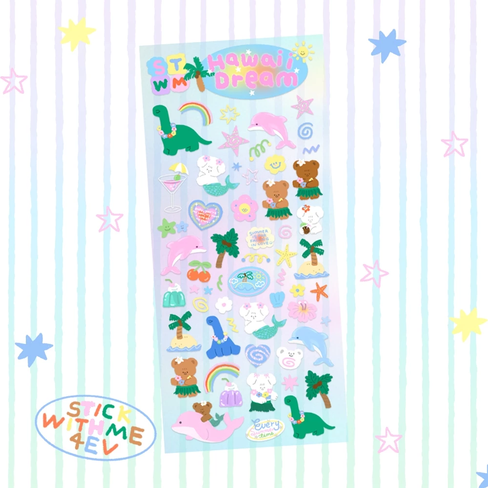 Hawaii dream ocean sticker สติกเกอร์นางเงือกเนื้อเหลือบๆ น่ารักวิ้งวับ | Stickwithme4ev