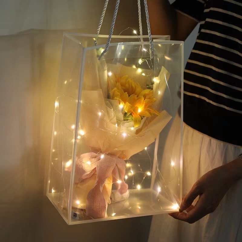 ✅ส่งในไทย✅ถุงหูหิ้วใส PVC ถุงใส่ของขวัญ ตุ๊กตา ดอกไม้ งานวันเกิด งานรับปริญญา