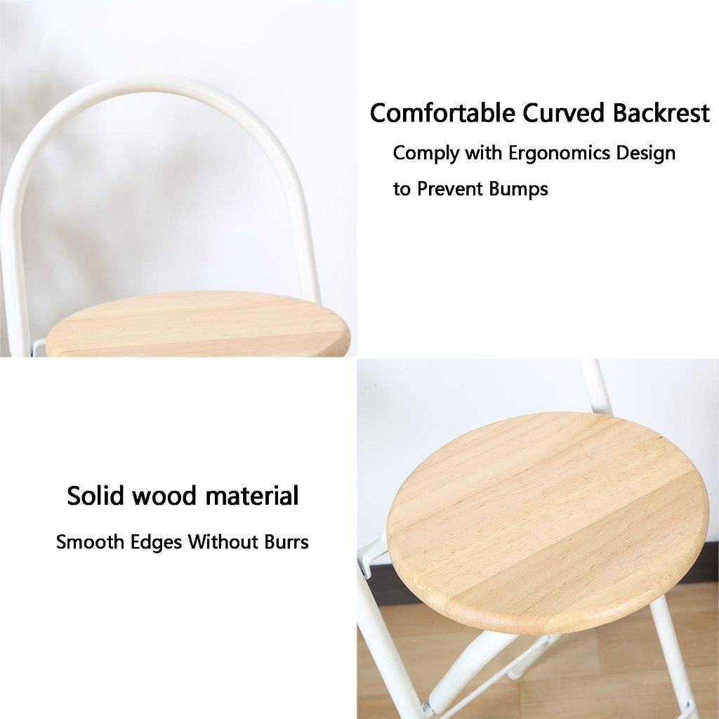 เก้าอี้บาร์ทรงสูง (A1สีบีชอ่อน) สไตล์มินิมอล พับเก็บได้ แข็งแรงมาก - รูปที่ 6