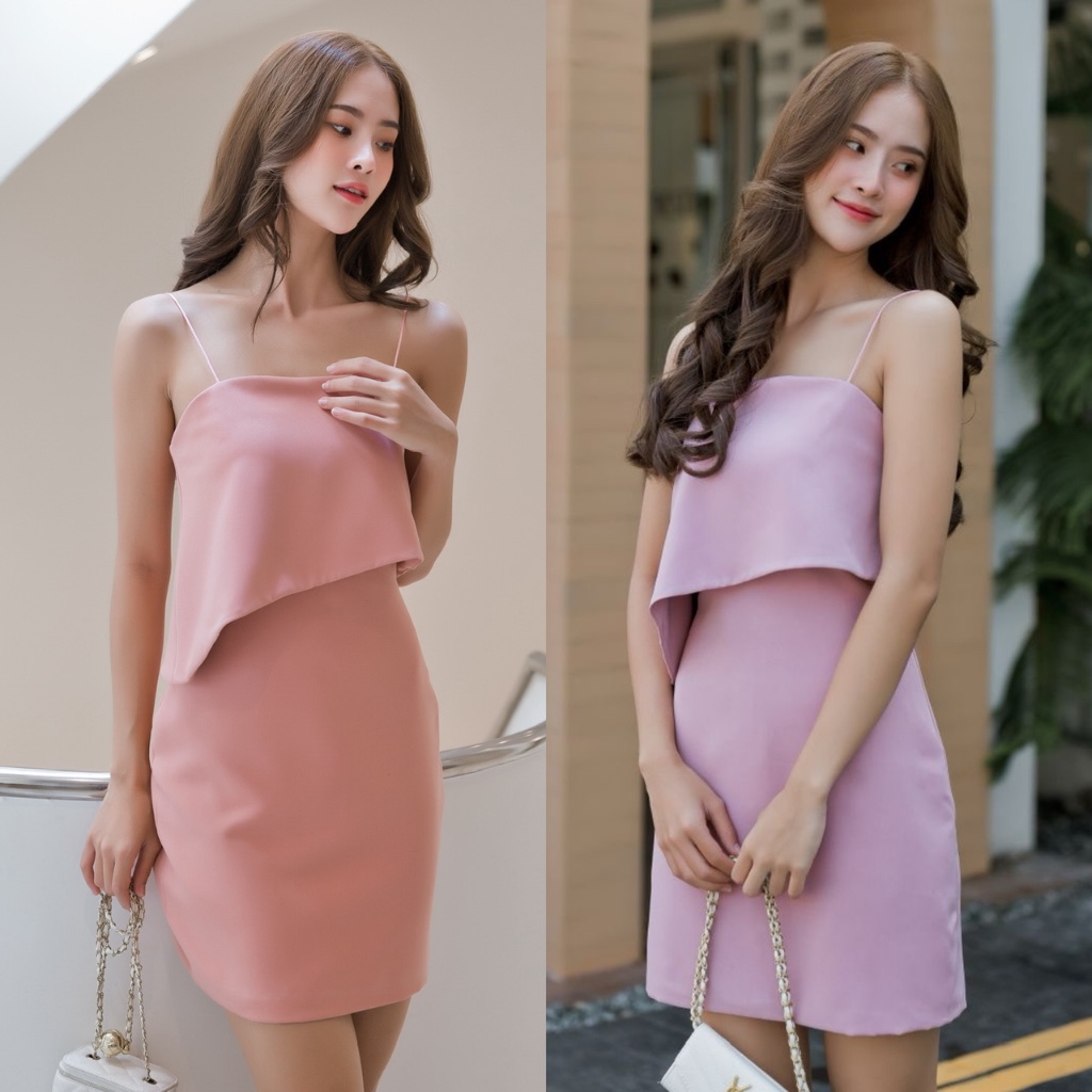 Ramsita Parasaya Mini Dress มินิเดรสเหนือเข่า เกาะอก ดีไซน์ผ้าชายเฉียงที่อก
