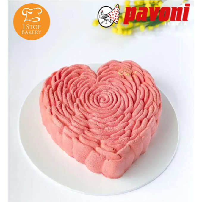 Pavoni KE086S Black Mould Pavocake "Je t’’Aime", 185x185x50 h mm / พิมพ์อบซิลิโคนรูปหัวใจ
