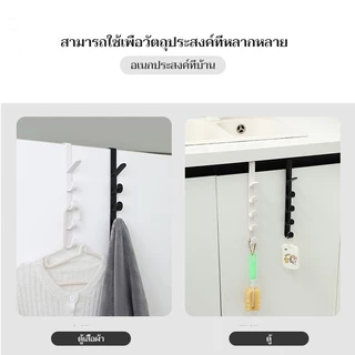 ที่แขวนของหลังประตู ตะขอเกี่ยวหลังประตู แบบติดผนัง ไม่ต้องเจาะรู ประหยัดพื้นที่ 5 ตะขอ สีขาว/สีดำ