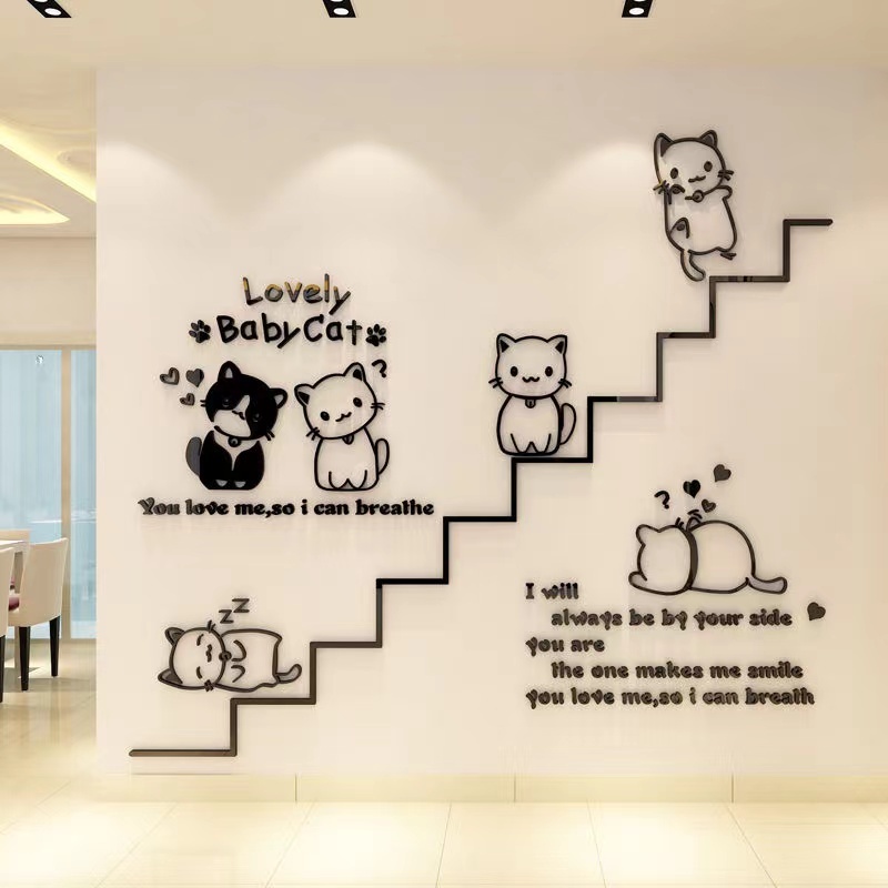 สติกเกอร์ 3 มิติของการตกแต่งผนังพื้นหลังห้องนอน