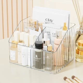 🚚COD+จัดส่งฟรี🚚กล่องเก็บเครื่องสำอาง อะคริลิโปร่งใส ลายสก๊อต แปรงรองพื้น อายไลเนอร์ ลิปสติก กล่องแสดง