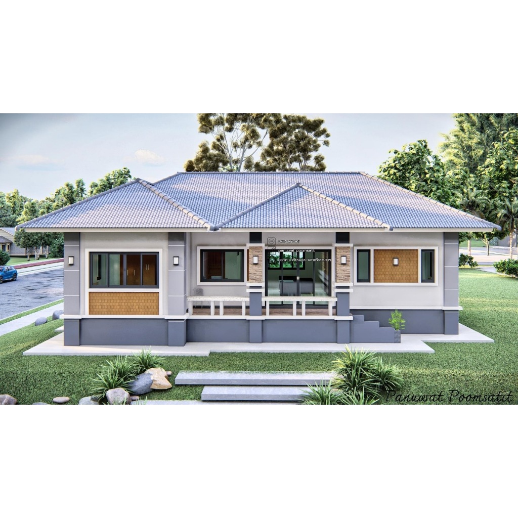 P03 แบบบ้านปั้นหยา 3ห้องนอน 1ห้องน้ำ พื้นที่ใช้สอย 109 ตร.ม. [จัดส่งฟรี]