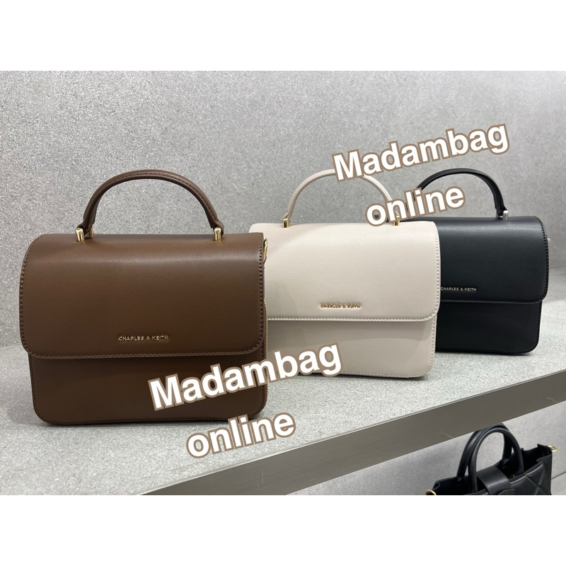 CHARLES KEITH Front Flap Top Handle Crossbody Bag กระเป๋าถือ กระเป๋าสะพายข้าง