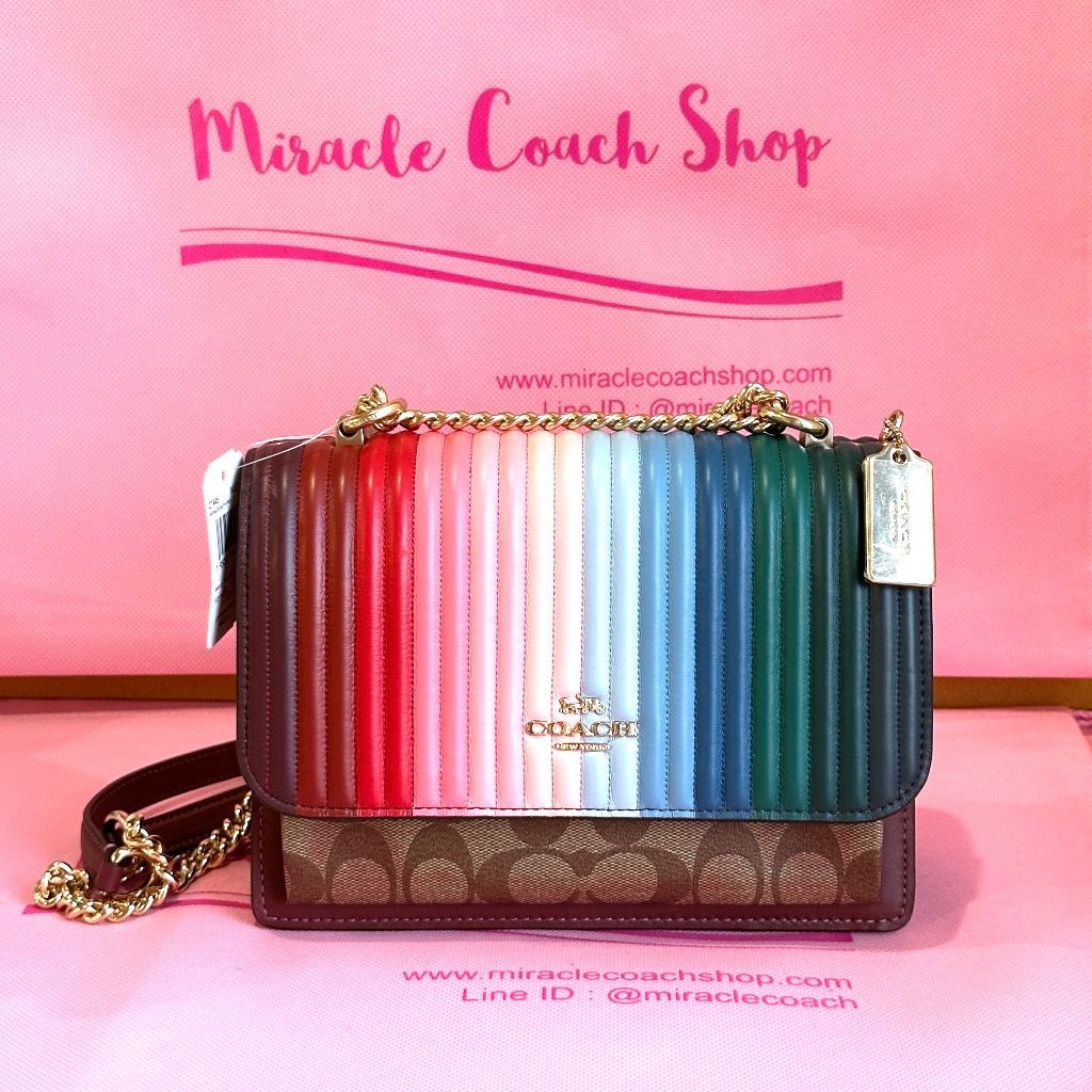 กระเป๋าสะพาย Coach แท้ มีตำหนิ ลดราคาล้าง stock COACH 1446 KLARE CROSSBODY WITH RAINBOW LINEAR QUILT