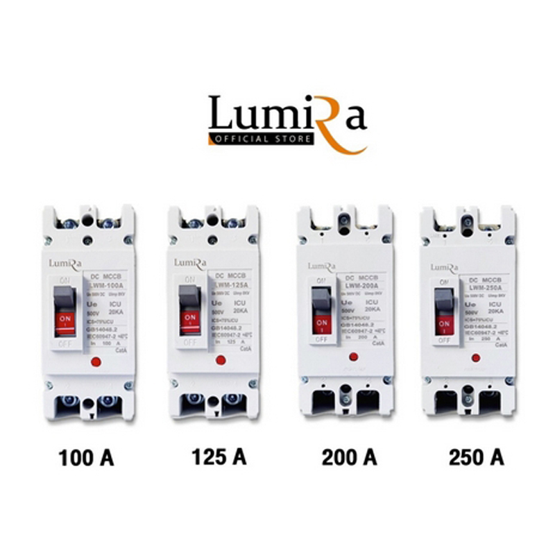 Lumira เบรกเกอร์ 2P DC MCCB รุ่น LWM 500V ICU. 20KA Safety Breaker Breaker Battery Ue 550VDC