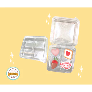 FP-2s (50/แพ็ค) กล่องใสจิ๋ว 4 หลุม ใส่ขนม มาการอง ขนมเปี๊ยะ ขนมไทย เบเกอร์รี่ อาลัว เค้กมินิฯ ขนาดเล็ก