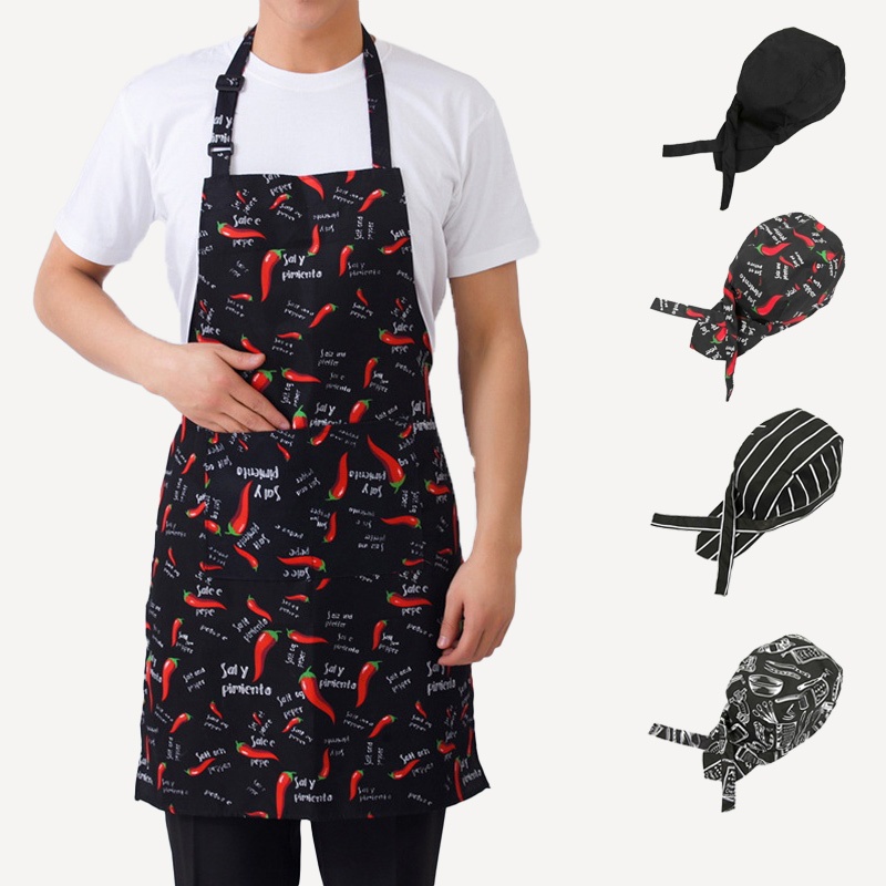 ผ้ากันเปื้อนสำหรับผู้ใหญ่ครึ่งตัวที่ปรับได้ Stripe Hotel Waiter ผ้ากันเปื้อนครัวเชฟผ้ากันเปื้อนพร้อมกระเป๋า