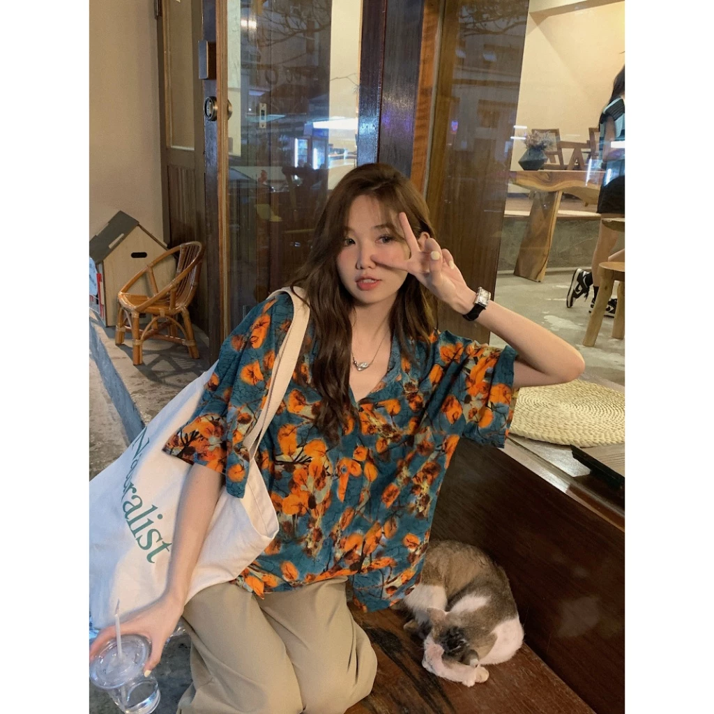 เสื้อเชิ้ตฮาวายแขนสั้นลายดอก STYLE W271/001 thumbnail 9