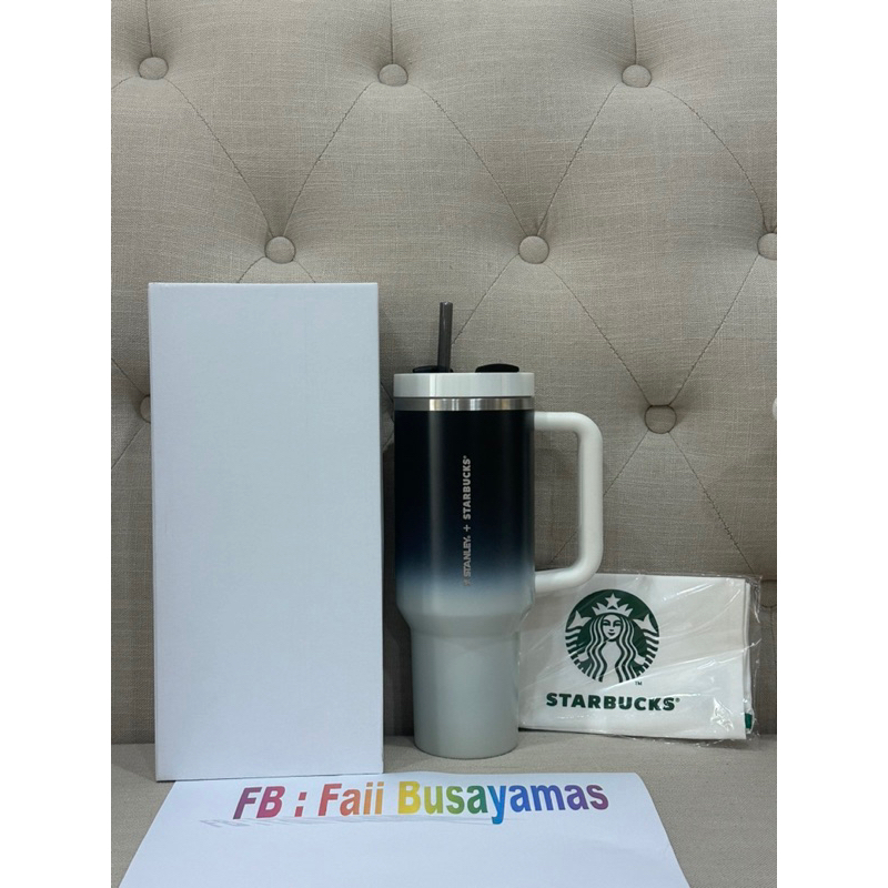 Starbucks Stainless Steel Stanley Gradient Black White Cold Cup 40oz.