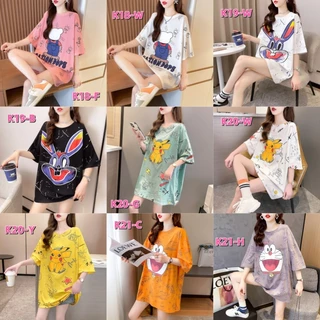 ⭐️โครตฮิต⭐️ เสื้อพิมพ์ลายการ์ตูน ผ้ากีฬา Oversize อก 42 ยาว 29 พิมพ์ทั้งตัว ผ้าไมโครหรือผ้ากีฬา