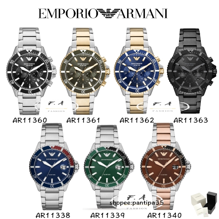 F.A Emporio Armani นาฬิกาข้อมือผู้ชายค่ะ Chronograph Stainless Steel Watch AR11360 AR11361 AR11362 A