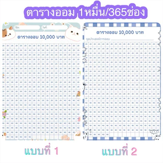 สติ๊กเกอร์ตารางออมเงินขนาดA5 ออม1หมื่นถึง1แสนบาท มีให้เลือกหลากหลาย