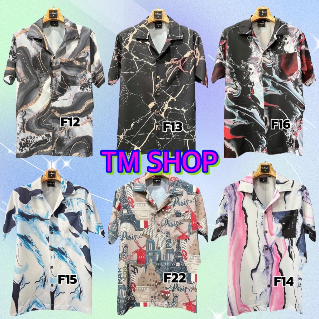 เสื้อเชิ้ตฮาวาย วินเทจ ลายหินอ่อน F12 F13 F14 F15 F16 F22