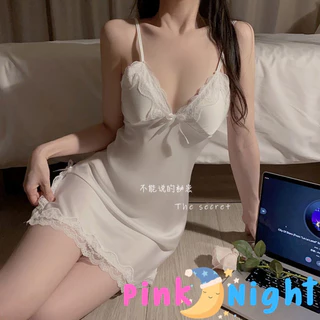PINK NIGHT ชุดนอนซาติน ชุดนอนสวยๆ ชุดนอนกระโปรง แซ่บๆใส่สบายพร้อม 4 สีสายปรับได้ผ้านุ่มลื่น P-326