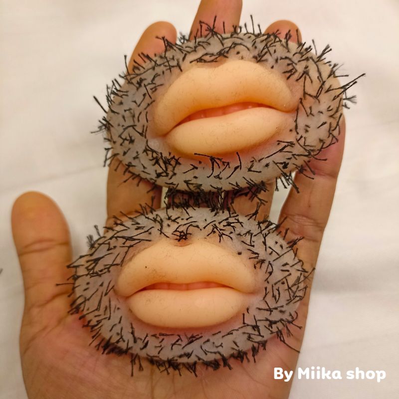 ซิลิโคนรูปปากมีหนวด ซิลิโคนปากมีขน ของเล่นถอนขน ของเล่นมีหนวด ถอนหนวด
