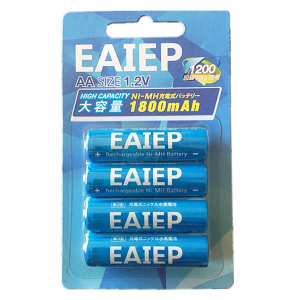 ถ่านชาร์จ AA 1800mAh 1.2V Ni-MH 4 ก้อน