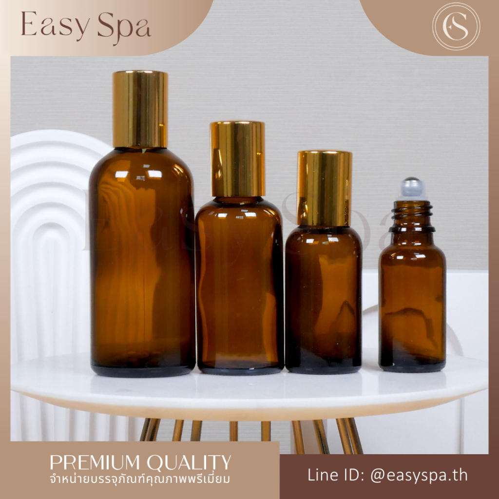 ขวดลูกกลิ้ง รีฟิลได้ หัวลูกกลิ้งสแตนเลส ขวดแก้วอโรม่า ขวดหยด 5ml 10ml 15ml 20ml 30ml 50ml 100ml ลูกก