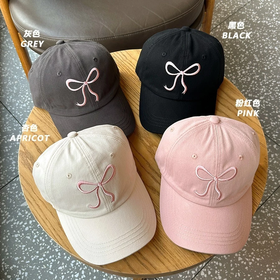 หมวกเบสบอล ปักลายสก๊อต ประดับโบว์น่ารัก มี 6สี