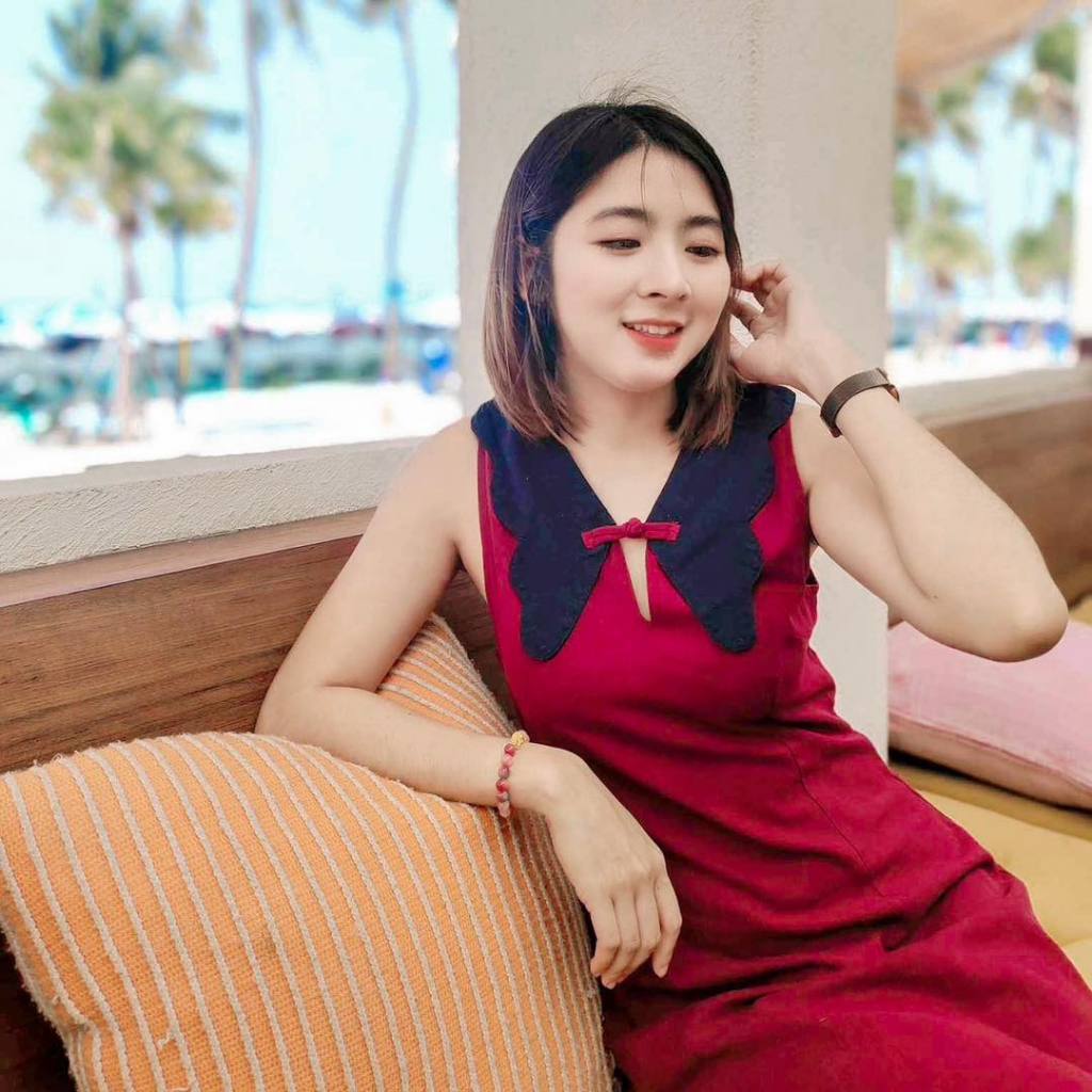 ～รุ่นมาใหม่ ต้องมี!!﹏เดรสแอปเปิ้ล เดรสแขนกุด เล่นสีทูโทน น่ารักๆ ⸝ ⸝ #187