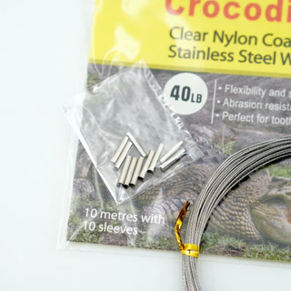 สายสลิงจระเข้ Crocodile สายสลิงตกปลา 20-100 ปอนด์ Clear Nylon Coated Stainless Steel Wire
