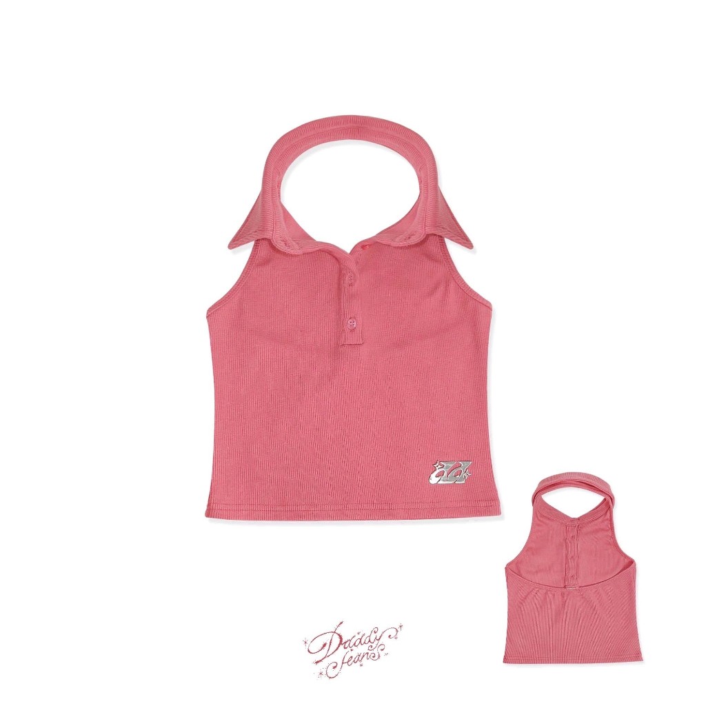 DADDY | Collar Top ( Pink ) เสื้อกล้ามโปโล สีชมพู สุดน่ารัก