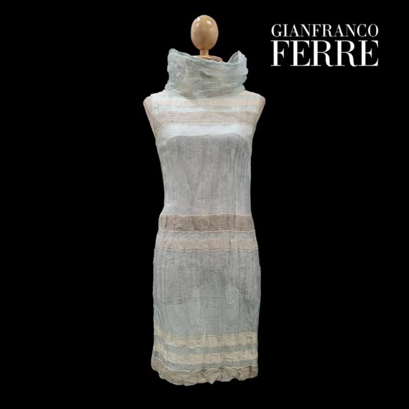 1990's Gianfranco Ferre Studio Chiffon High-Neck Sleeveless Dress